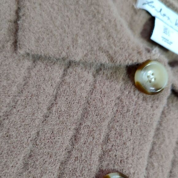 London Kaye Cropped Button Down Ribbed Long Sleeve Knit Sweater with Collar US L - Picture 3 of 7